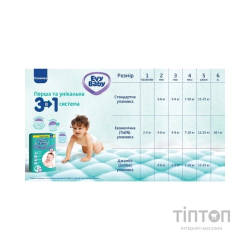 Підгузки Evy Baby Maxi Jumbo Розмір 4 (7-18 кг) 58 шт. (8683881000011/8690506520304)