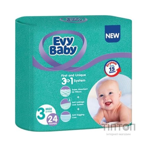 Підгузки Evy Baby Midi 5-9 кг 24 шт (8690506520236)
