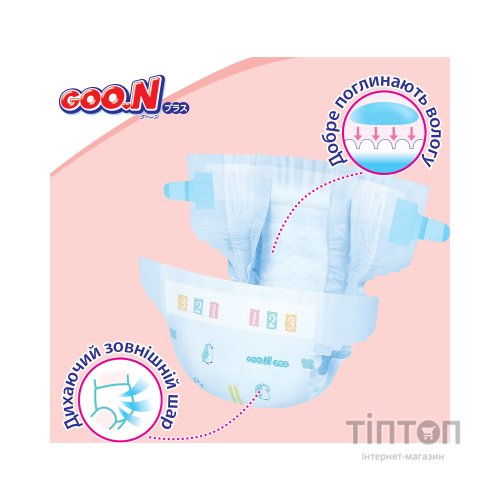 Підгузки GOO.N Plus 4-8 кг Розмір S, на ліпучках 62 шт (21001496)
