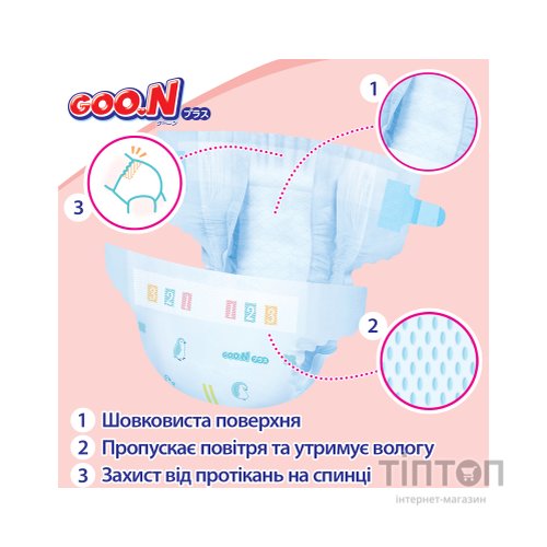 Підгузки GOO.N Plus 6-11 кг Розмір М, на ліпучках 52 шт (21001497)