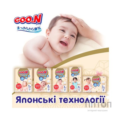 Підгузки GOO.N Premium Soft 5-9 кг Розмір 3 M на липучках 64 шт (F1010101-154)
