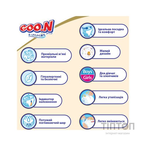 Підгузки GOO.N Premium Soft 7-12 кг розмір М унісекс 50 шт (863227)