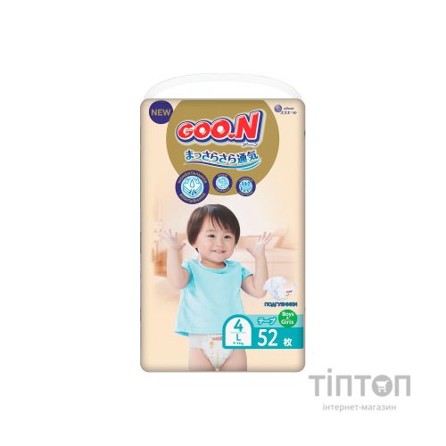 Підгузки GOO.N Premium Soft 9-14 кг Розмір 4 L На липучках 52 шт (F1010101-155)