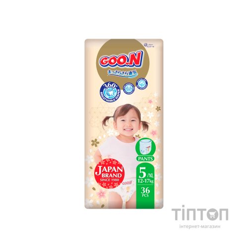 Підгузки GOO.N Premium Soft Трусики 12-17 кг Розмір 5 XL 36 шт (F1010101-158)