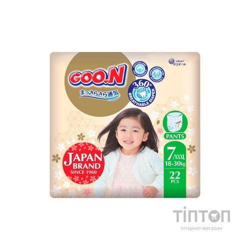 Підгузки GOO.N Premium Soft Трусики 18-30 кг Розмір 7 3XL 22 шт (F1010101-160)