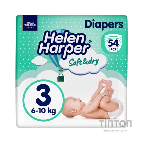 Підгузки Helen Harper Soft&Dry New Midi Розмір 3 (6-10 кг) 54 шт (2316772)