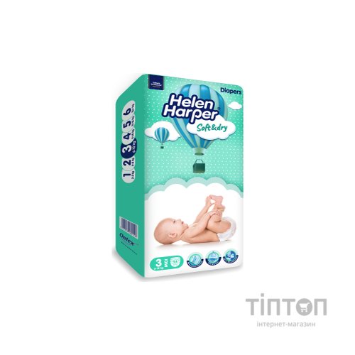 Підгузки Helen Harper Soft&Dry New Midi Розмір 3 (6-10 кг) 54 шт (2316772)