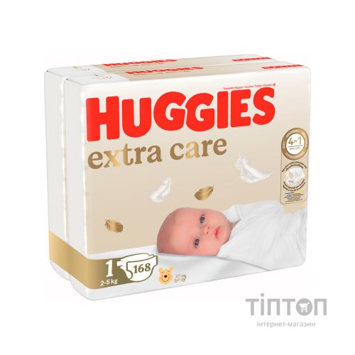 Підгузки Huggies Extra Care Розмір 1 (2-5 кг) M-Pack 168 шт (5029054234747/5029053549620)