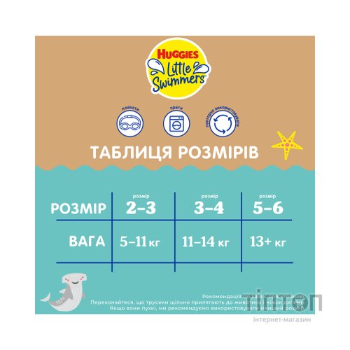 Підгузки Huggies Little Swimmers Розмір 3-4 багаторазові для плавання 1 шт (5029053583051)