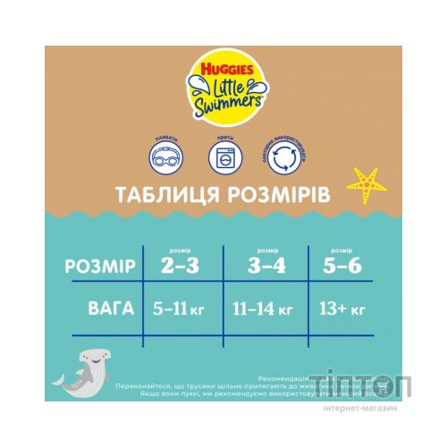 Підгузки Huggies Little Swimmers Розмір 5-6 багаторазові для плавання 1 шт (5029053583068)