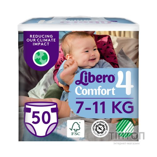 Підгузки Libero Comfort Розмір 4 (7-11 кг) 50 шт (7322541756844)