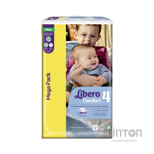 Підгузки Libero Comfort Розмір 4 (7-11 кг) 80 шт (7322541756820)