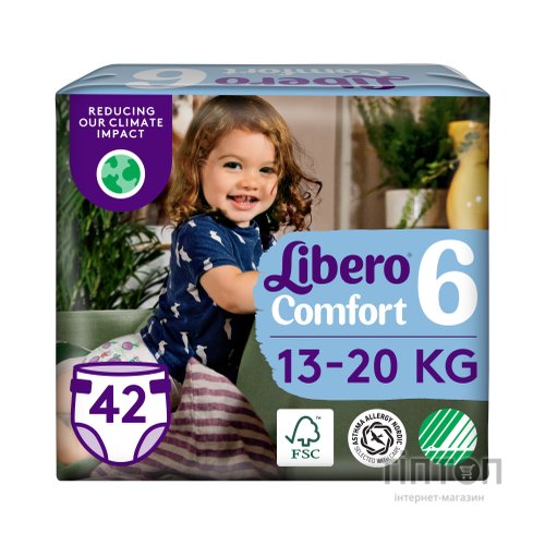 Підгузки Libero Comfort Розмір 6 (13-20 кг) 42 шт (7322541757049)