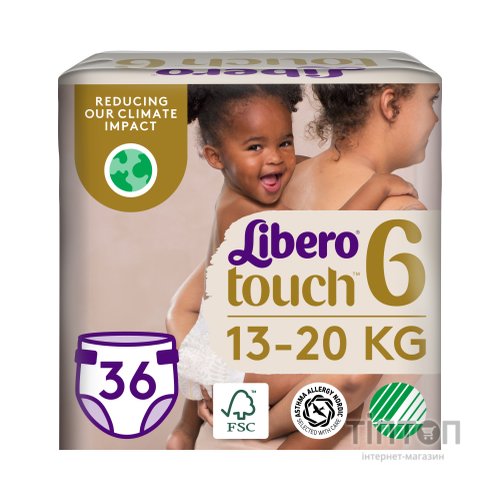 Підгузки Libero Touch Розмір 6 (13-20 кг) 36 шт (7322541750255)