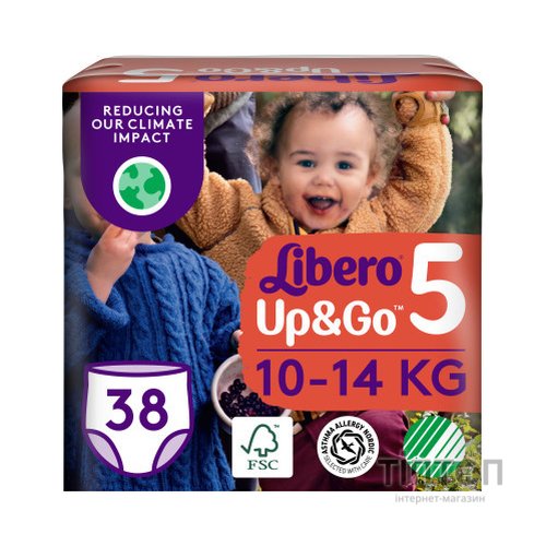 Підгузки Libero Up&Go Розмір 5 (10-14 кг) 38 шт (7322541742458)
