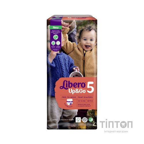 Підгузки Libero Up&Go Розмір 5 (10-14 кг) 38 шт (7322541742458)