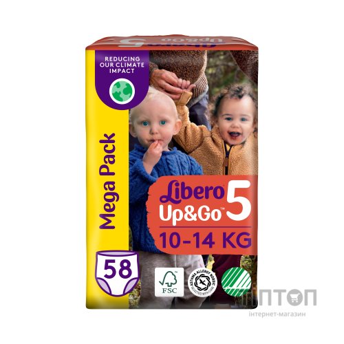 Підгузки Libero Up&Go Розмір 5 (10-14 кг) 58 шт (7322541742595)