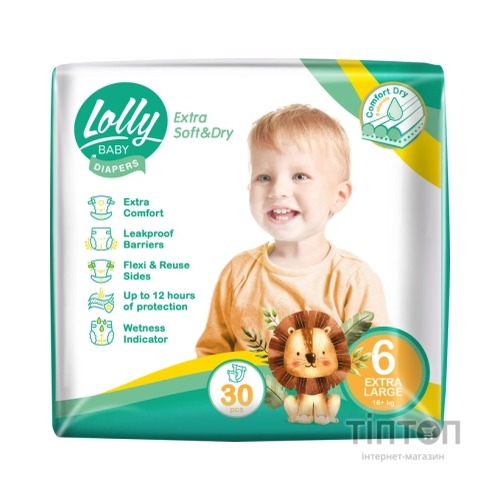 Підгузки Lolly Soft Extra Large 6 16+ кг 30 шт (4820174981280)