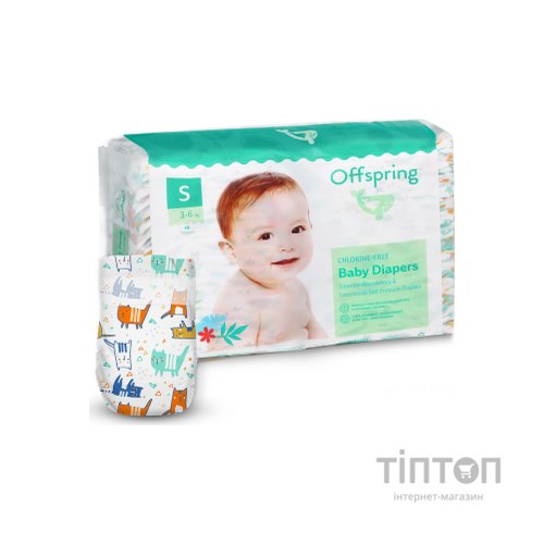Підгузки Offspring Cat Розмір S 3-6 кг 48 шт (DP-OI-FAT-S48P-MTC)