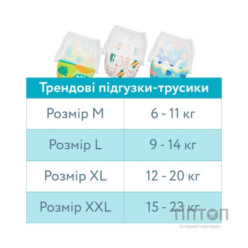 Підгузки Offspring трусики Розмір L (9-14 кг) 36 шт, Підводний світ (9355465009053) (DP-OI-FAP-L36P-AQT)