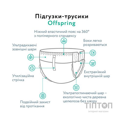 Підгузки Offspring трусики Розмір XXL (15-23 кг) 24 шт, Зайчики (9355465009565) (DP-OI-FAP-XXL24P-HBN)