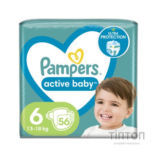 Підгузки Pampers Active Baby Giant Розмір 6 (13-18 кг) 56 шт (8001090950130)