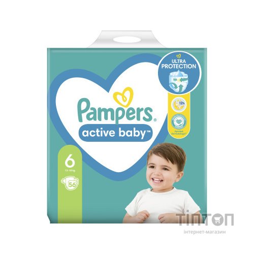 Підгузки Pampers Active Baby Giant Розмір 6 (13-18 кг) 56 шт (8001090950130)