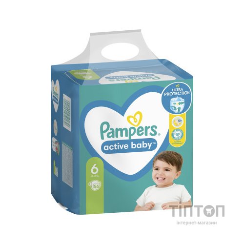 Підгузки Pampers Active Baby Giant Розмір 6 (13-18 кг) 56 шт (8001090950130)