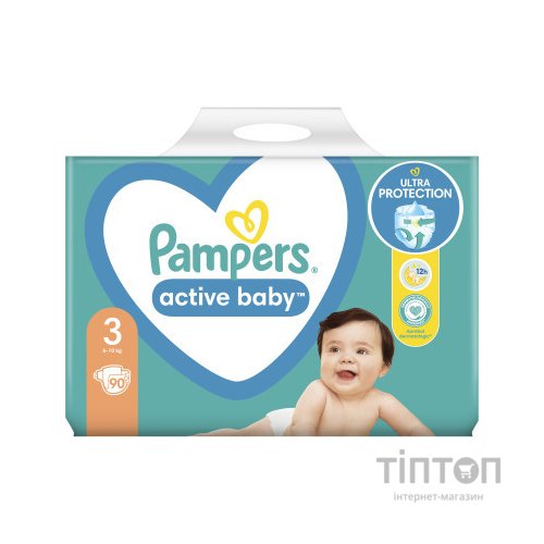 Підгузки Pampers Active Baby Mid Розмір 3 (6-10 кг) 90 ш (8001090949455)