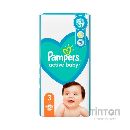 Підгузки Pampers Active Baby Розмір 3 (6-10 кг) 54 шт (8001090948977)