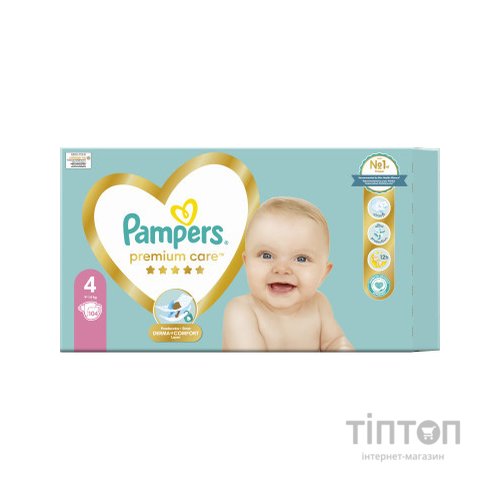 Підгузки Pampers Premium Care Maxi Розмір 4 (9-14 кг) 104 (4015400465447)