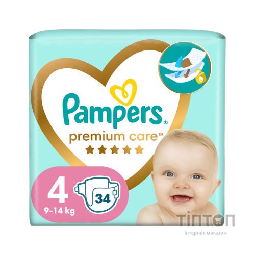 Підгузки Pampers Premium Care Maxi Розмір 4 (9-14 кг) 34 шт (8001090379368)