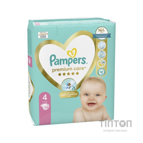 Підгузки Pampers Premium Care Maxi Розмір 4 (9-14 кг) 34 шт (8001090379368)