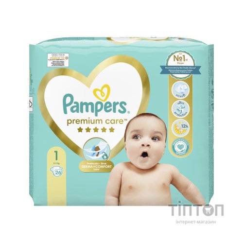Підгузки Pampers Premium Care Розмір 1 (2-5 кг) 26 шт (8001841104614)