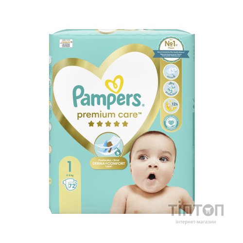 Підгузки Pampers Premium Care Розмір 1 (2-5 кг) 72 шт (8006540858073)