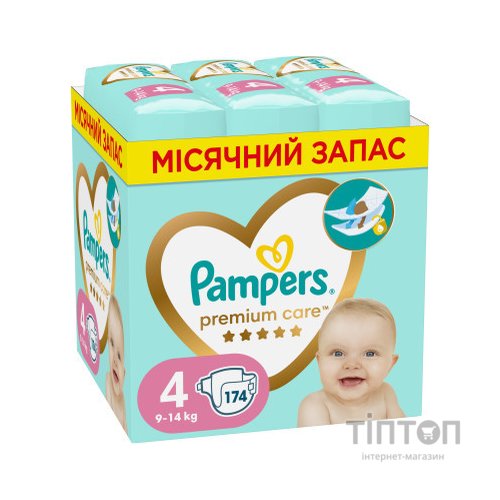 Підгузки Pampers Premium Care Розмір 4 (9-14 кг) 174 шт (8006540855935)