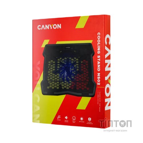 Підставка до ноутбука Canyon NS02, 10-15.6 laptop, single fan with 2x2.0 USB hub (CNE-HNS02)