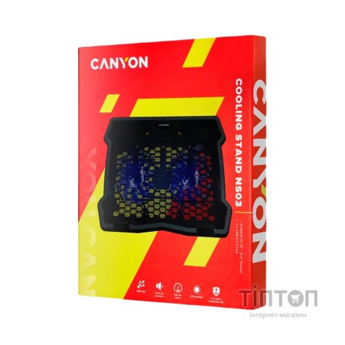Підставка до ноутбука Canyon NS03, 10-15.6 laptop, dual-fan with 2x2.0 USB hub (CNE-HNS03)
