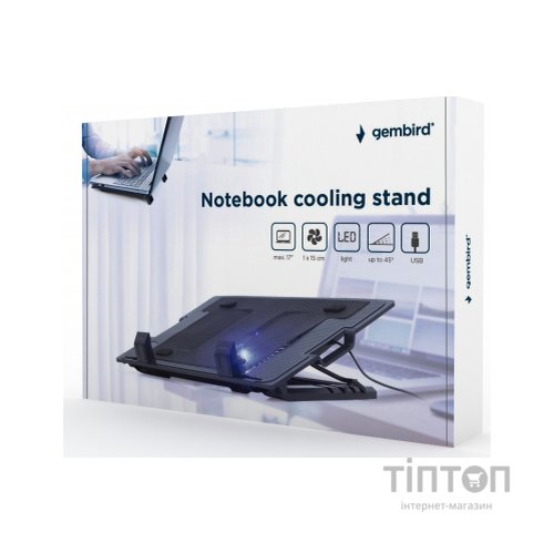 Підставка до ноутбука Gembird до 17", 1x150 mm fan, black (NBS-1F17T-01)