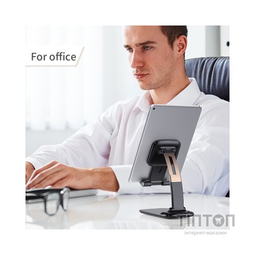 Підставка до планшета та телефона Knight Foldable Desk Mobile Phone Holder Stand (Alloy) Black Essager (EZJZM-QS01)