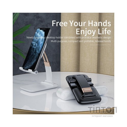Підставка до планшета та телефона Knight Foldable Desk Mobile Phone Holder Stand (Alloy) White Essager (EZJZM-QS02)