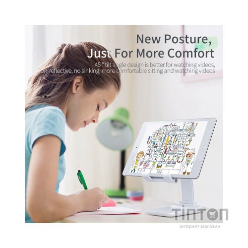 Підставка до планшета та телефона Knight Foldable Desk Mobile Phone Holder Stand (Alloy) White Essager (EZJZM-QS02)
