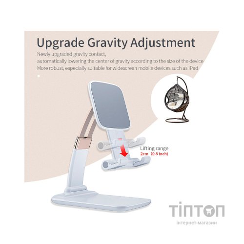 Підставка до планшета та телефона Knight Foldable Desk Mobile Phone Holder Stand (Plastic) White Essager (EZJZM-QSSJ02)
