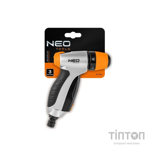 Пістолет для поливу Neo Tools ручний, пістолетний, 3 функції, блокування (15-705)