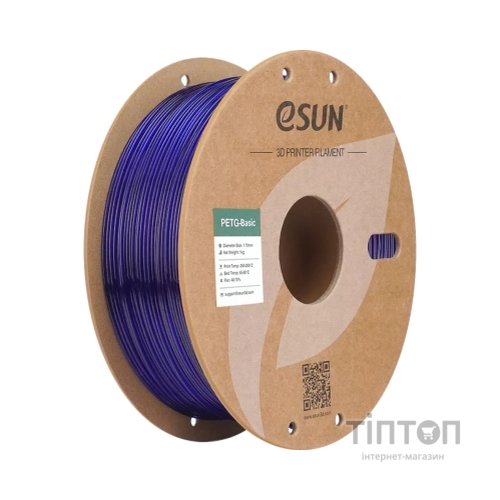 Пластик для 3D-принтера eSUN PETG BASIC Translucent 1,75mm 1kg BLUE (PETG-BASIC175T-U1P1)