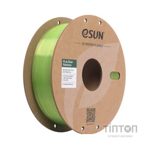 Пластик для 3D-принтера eSUN PLA Clear Rainbow 1,75mm 1kg GREEN-Crystal (PLA-CLRB175O-CG1P1)
