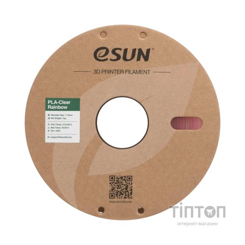 Пластик для 3D-принтера eSUN PLA Clear Rainbow 1,75mm 1kg PINK-Crystal (PLA-CLRB175O-CP1P1)