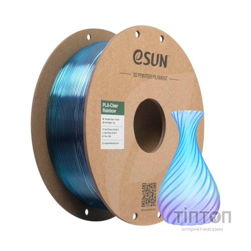 Пластик для 3D-принтера eSUN PLA Clear Rainbow 1,75mm 1kg PURPLE BLUE CYAN (PLA-CLRB175RB-ZUCY1P1)
