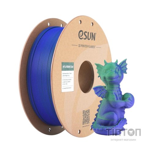 Пластик для 3D-принтера eSUN PLA matte dual 1,75mm 1kg GREEN BLUE (PLA-MTD175B-UG1P1)