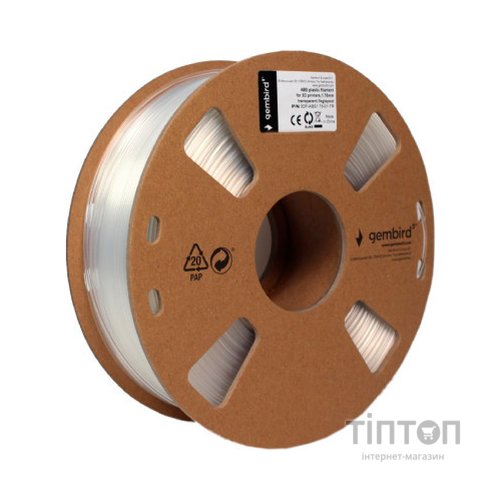 Пластик для 3D-принтера Gembird ABS, 1.75 мм, 1kg, transparent (3DP-ABS1.75-01-TR)